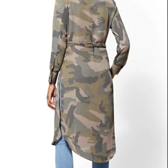 New York & Company Army Camouflage Shirt Dress XS - Picture 4 of 12